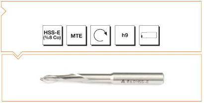 HSS - E (%8Co) MTE Normu Tek Ağızlı Boyunlu Alüminyum Freze